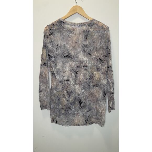 LOGO Layers by Lori Goldstein Printed Tie-Dye Sheer Lace Top Grey Fairy Large - Picture 8 of 14
